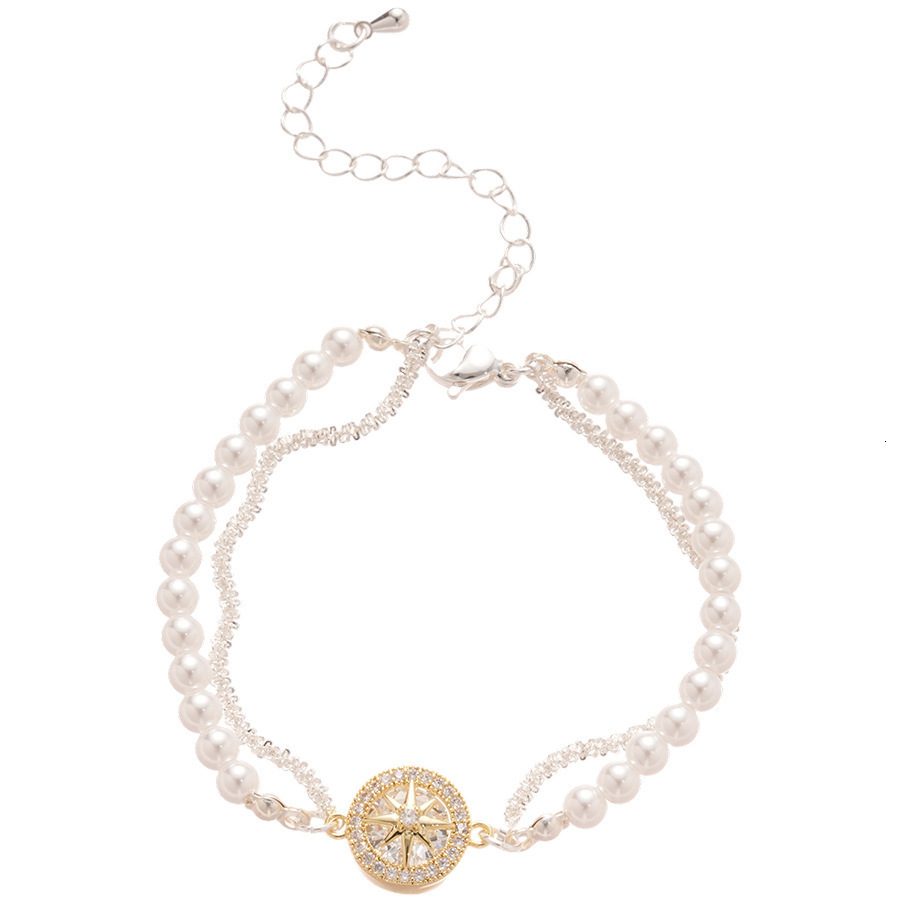 Zircon Round Beaded Star Pearl Bracelet Light Luxury High-end Fashionable Elegant Versatile Women's Jewelry