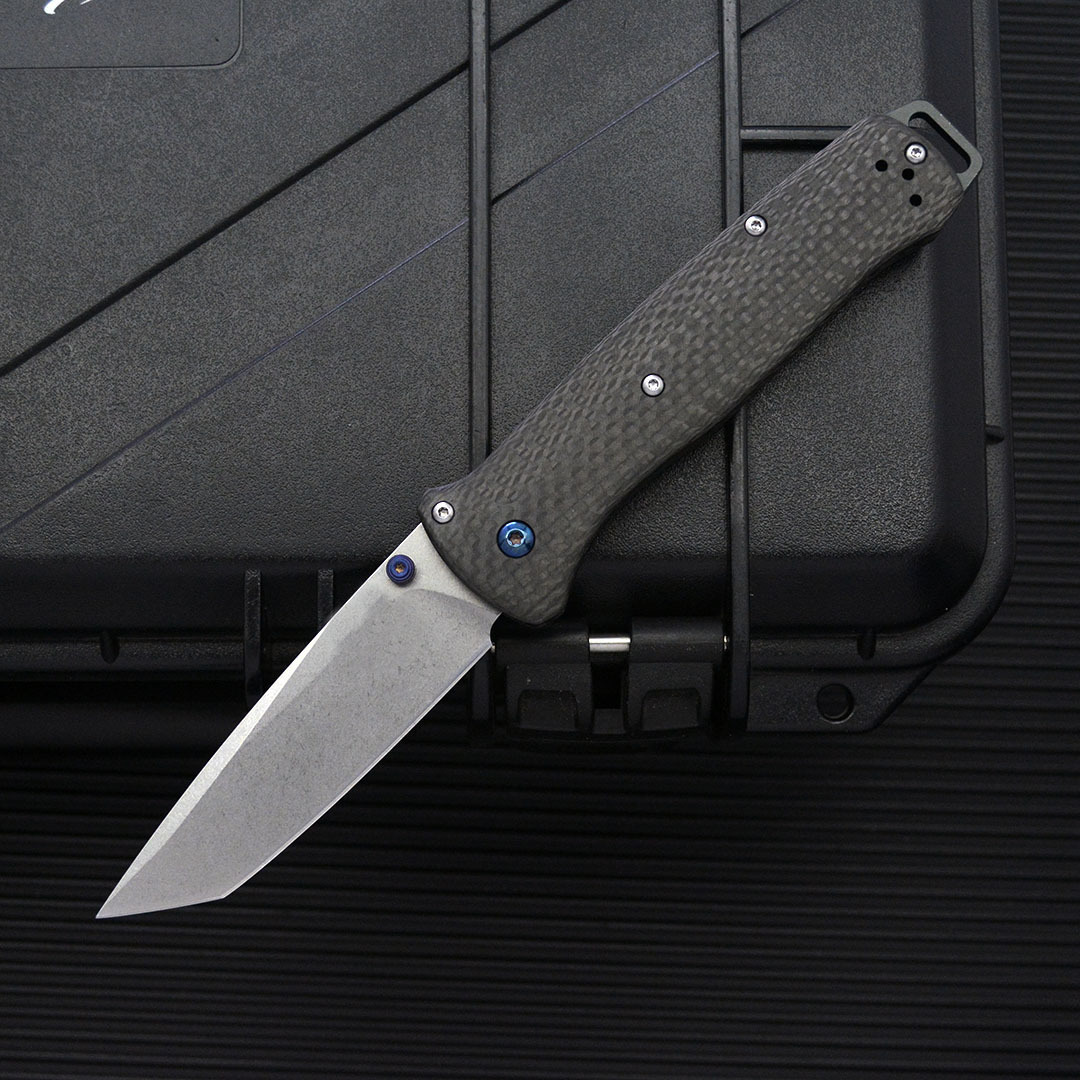 High-Quality Carbon Fiber BM537 Folding Knife with Carbon Fiber Handle, Outdoor Camping Survival Pocket Knife