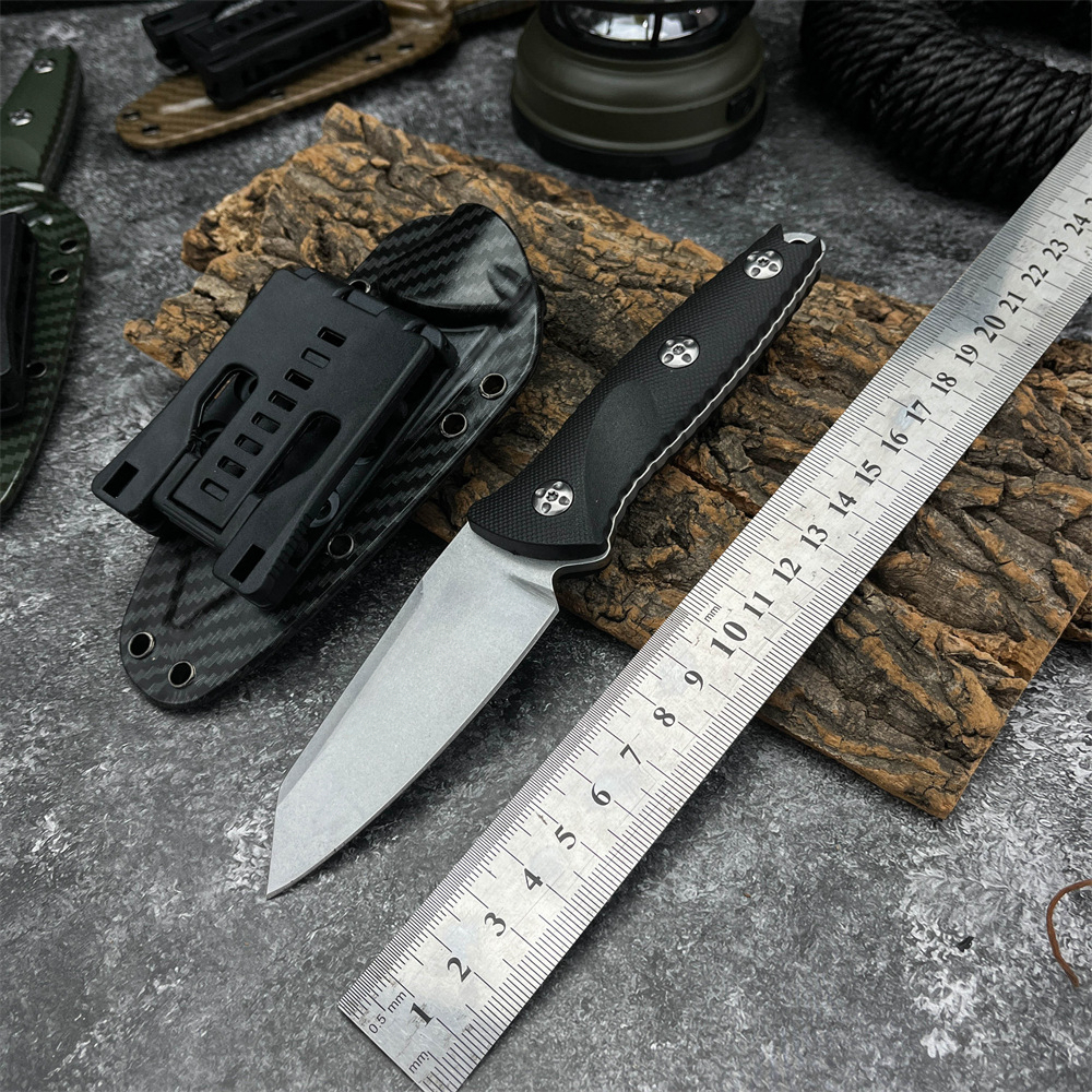 93M high-hardness outdoor straight knife, convenient for hiking, camping, fruit cutting, fishing, and meat cutting