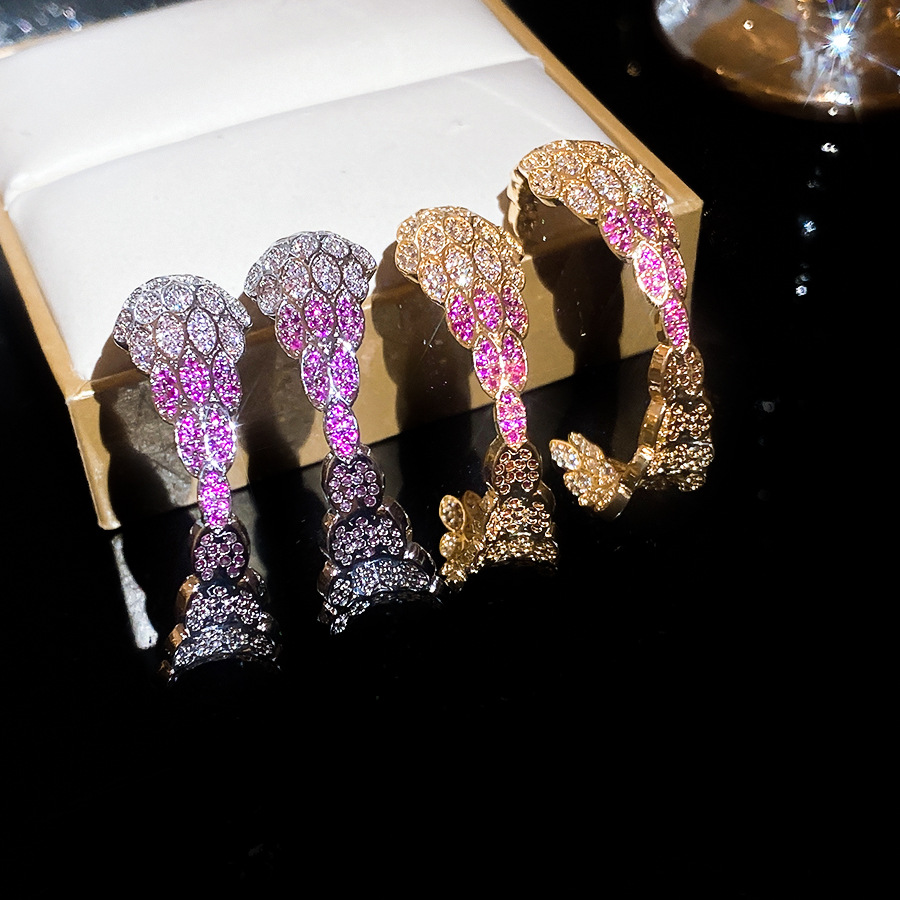 European and American fashion full-diamond niche high-end micro-inlaid zirconia earrings, retro trendy light luxury style silver needle earrings - view 5