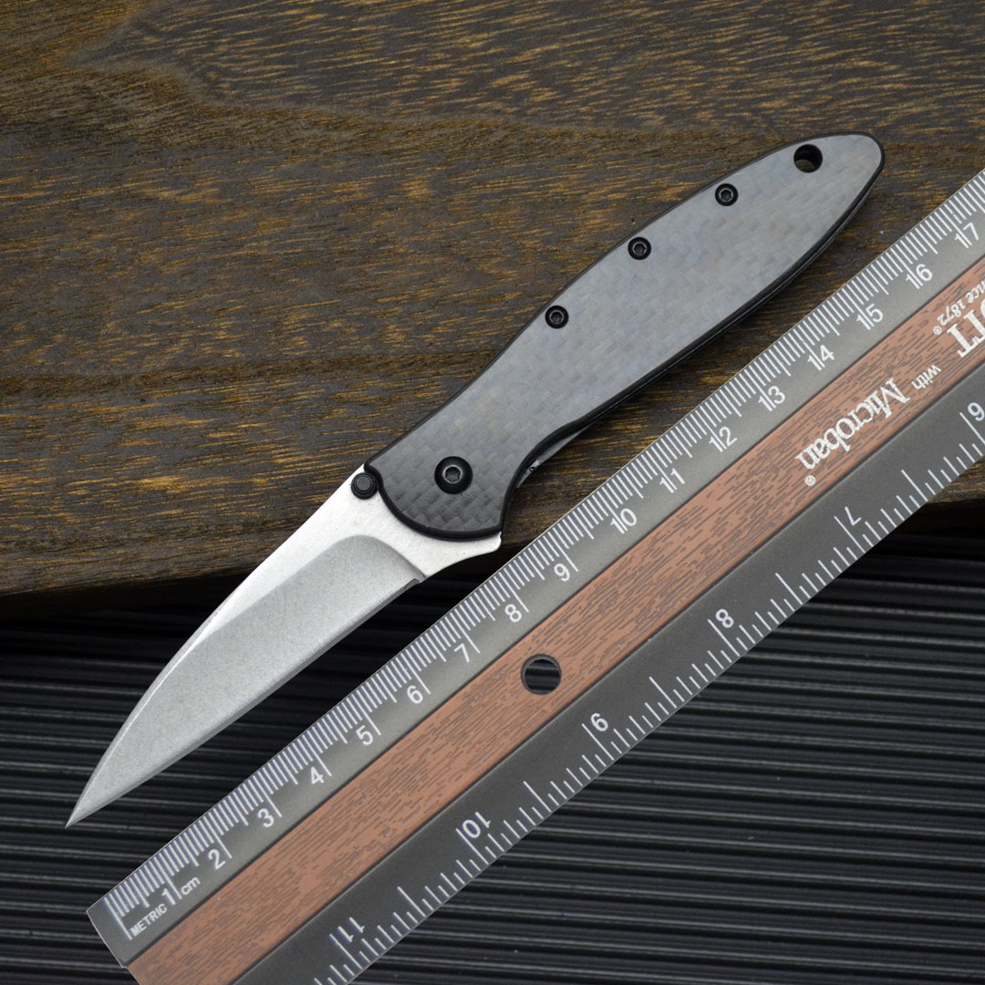 KS 1660 Folding Knife with 8cr13mov Blade Carbon Fiber Handle Outdoor Camping Portable Barbecuing Practical Cutting Knife