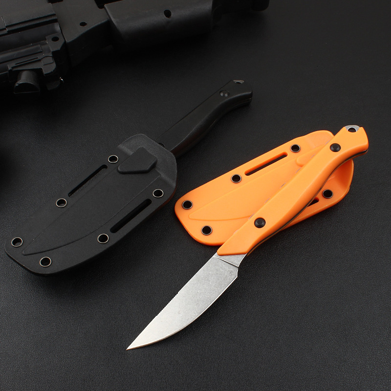 BM 15700 Flyway Fixed Blade Stonewashed Hunting Knife with Nylon Fiber Handle and Sheath. Outdoor Camping Tactical Survival Tool