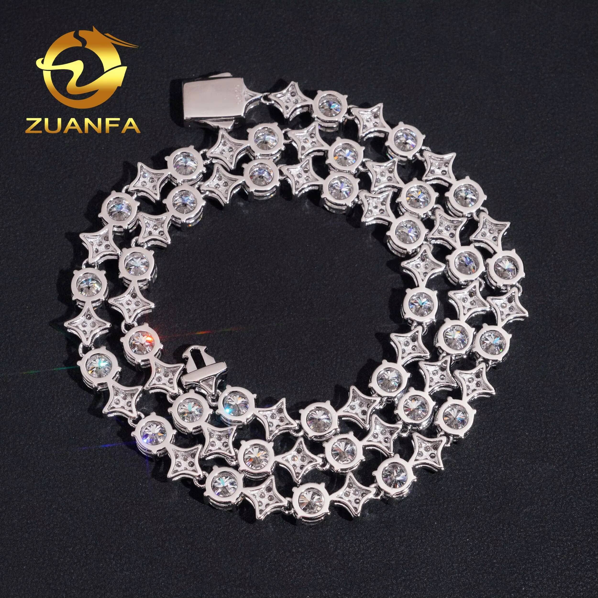 Flashy Necklace for Girl 5mm Moissanite Tennis Chain Necklace Star 925 Sterling Silver Moissanite Hip Hop Jewelry