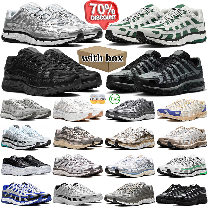 with box p6000 men women running shoes designer 6000 trainers outdoor durable sneakers comfortable sports shoe silver black white chaussure size36-46