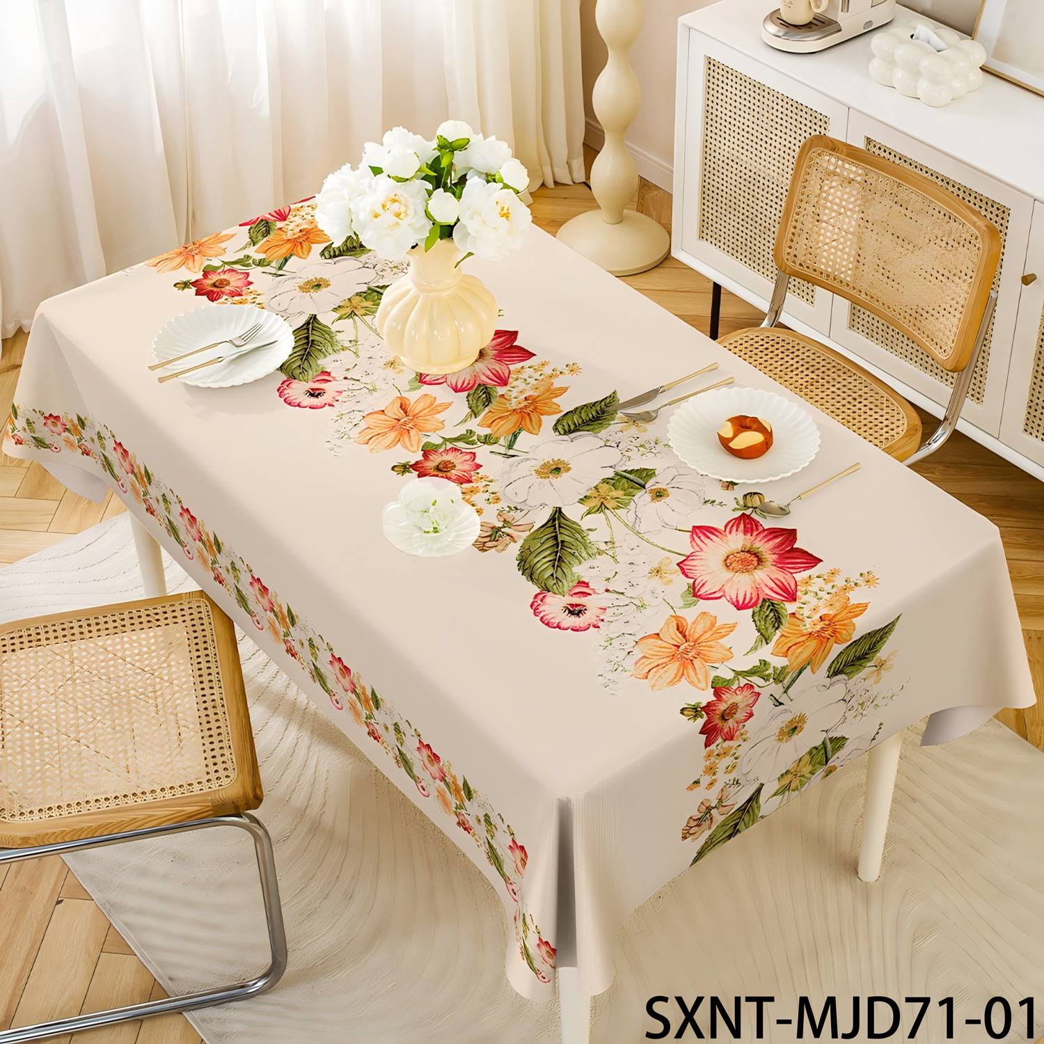 YL-38555 Custom minimalist PVC tablecloth, waterproof, oil-proof, washable, rectangular coffee table/dining tablecloth.