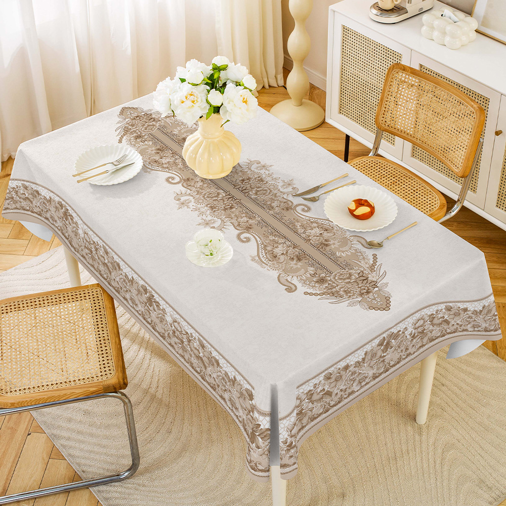 YL-38550 Custom Rectangular Tablecloth, Waterproof, Oil-proof, Wash-free, Household PVC Coffee Table/Dining Table Cloth, Wholesale
