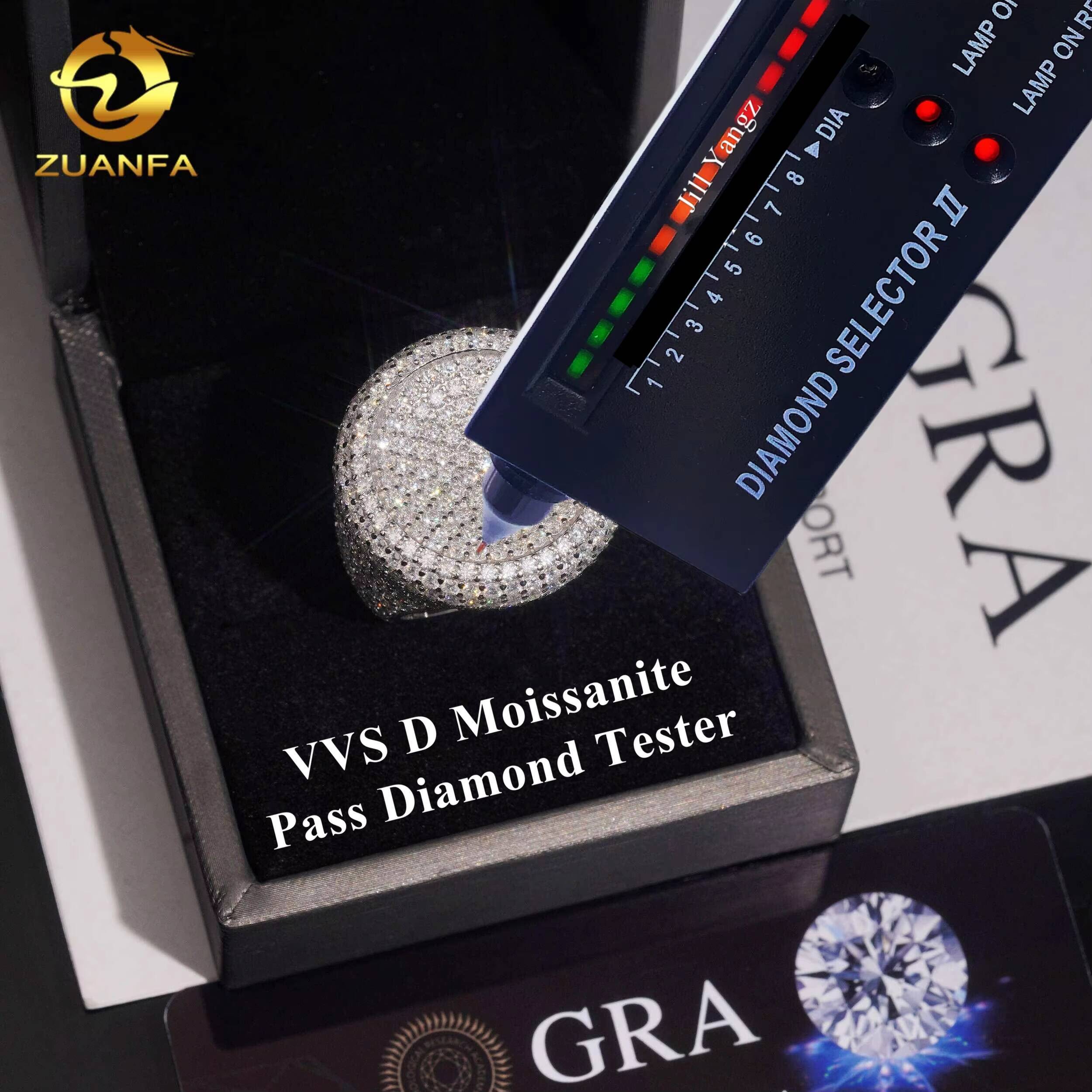 Full Iced Out Bubble Edge Championship Ring GRA 925 Solid Silver Moissanite Ring Iced Out Ring Men Diamond Ring Circle Ring