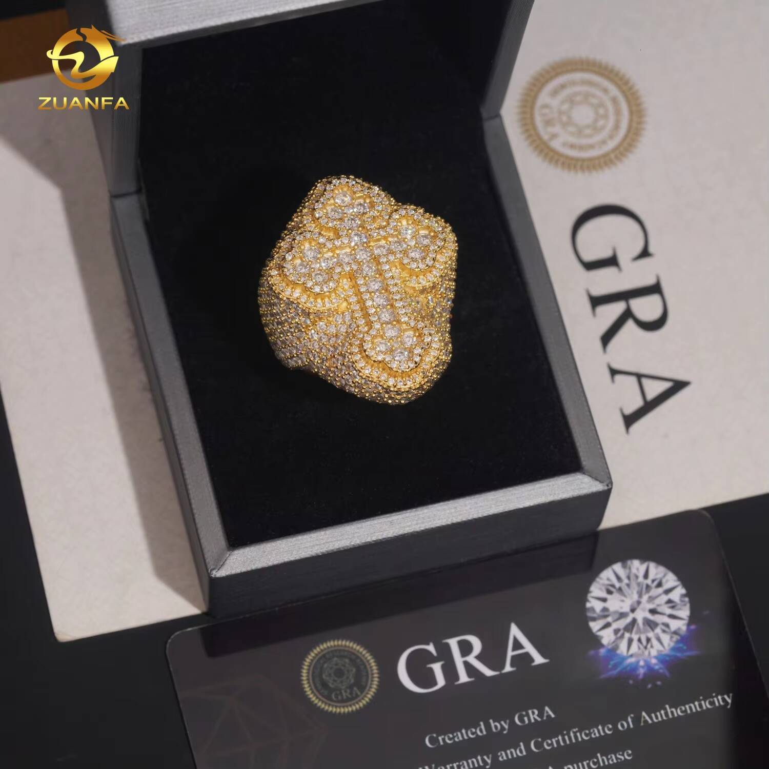 High Quality Cross Ring Hip Hop Style Jewelry Iced Out VVS Moissanite Custom 925 Sterling Silver Diamond Moissanite Rings