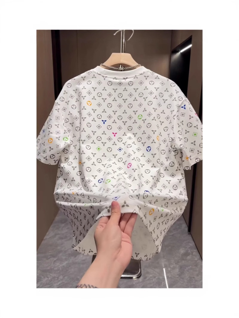 Luxury Brand Designer Clothes Trendy Round Neck Full Print Old Flower Short Sleeve T-Shirt For Men 2025 Summer New Casual Versatile Stylish Cool Half 
