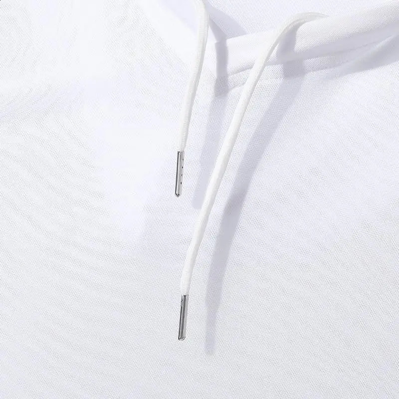 Chic Men Hooded Sports Tank Tops Sexy Solid Color Transparent Sleeveless T-shirt Summer Casual Drawstring Fitness Vest S-2XL260424