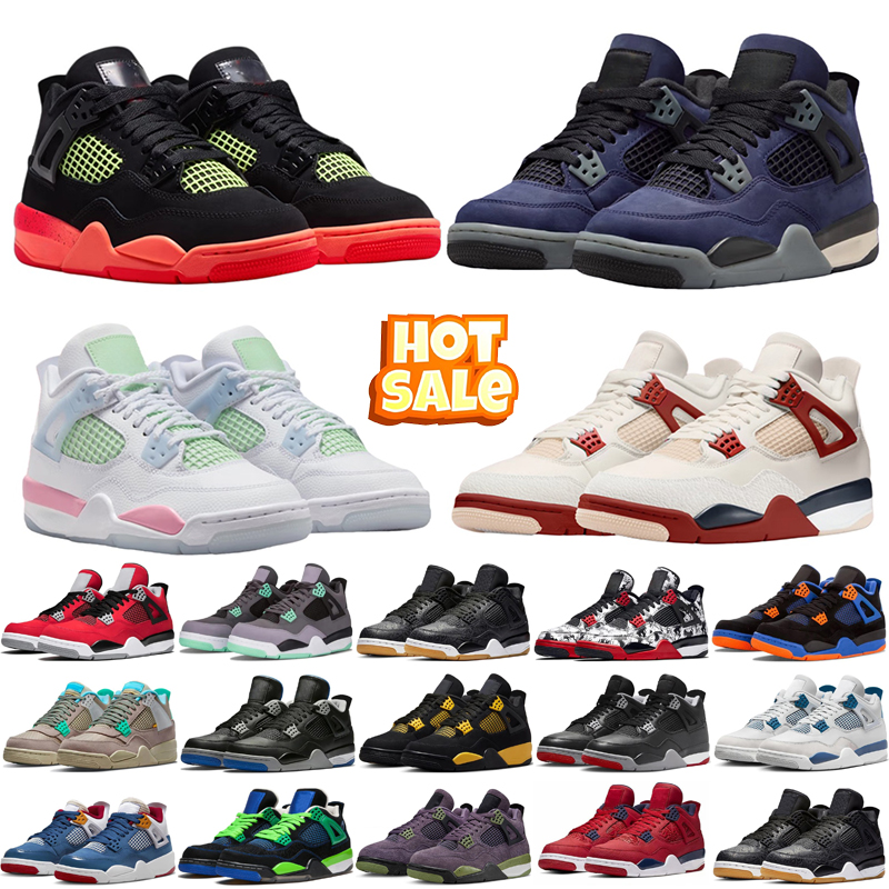 4s Basketball Shoes Laker Imperial Purple Thunder Red Black Cat Flight Club Pale Ivory Bred Fire Red White Cement Military Blue Sail Sneakers 36-47