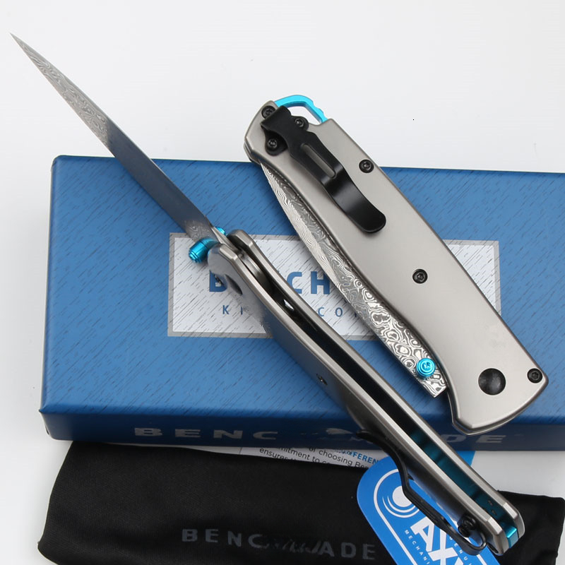 BM 533/535 Folding Knife Damascus Steel Blade Handles Sharp Field Hunting Knife Survival Tactical Tool with Pocket Clip Bench Made Kinves