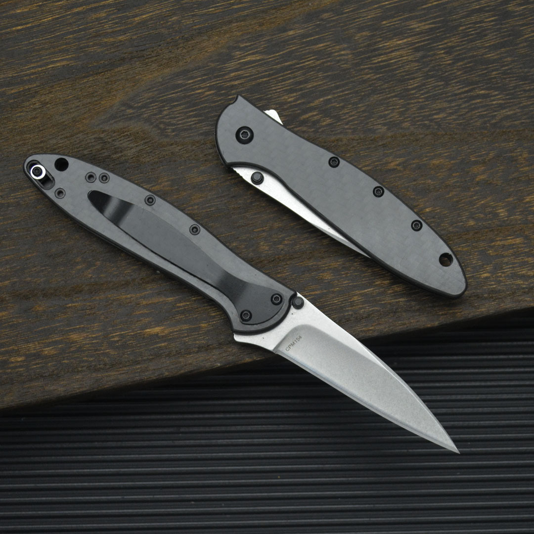 KS 1660 Folding Knife with 8cr13mov Blade Carbon Fiber Handle Outdoor Camping Portable Barbecuing Practical Cutting Knife