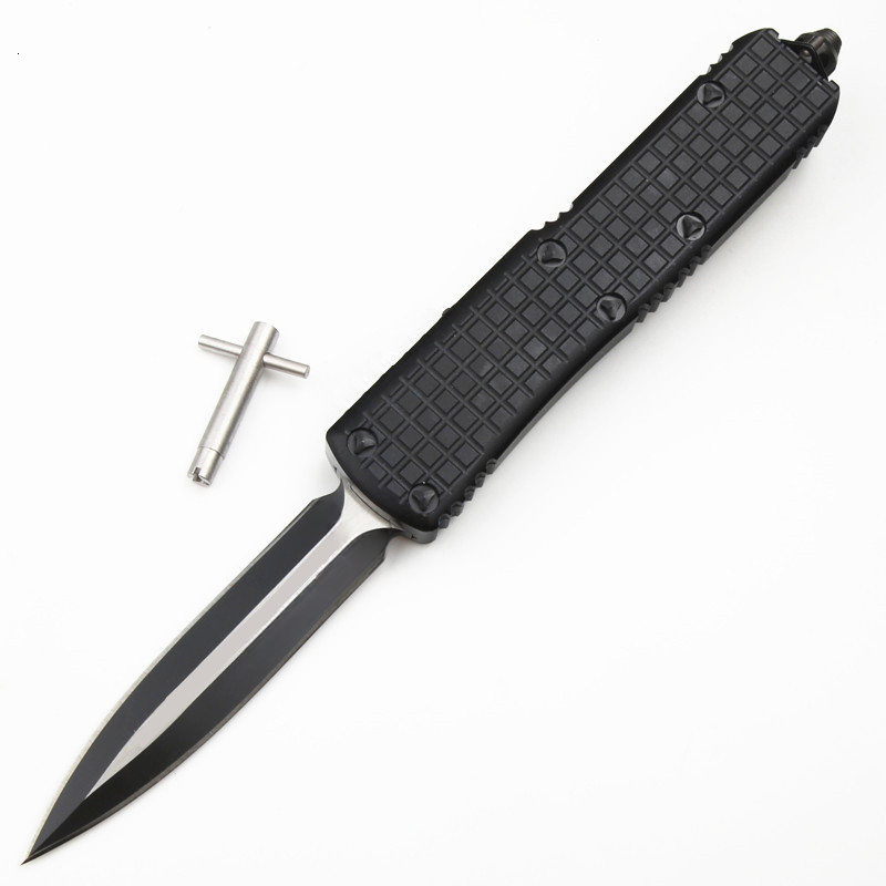 ut85 Black Portable Travel Pocket Knife, Outdoor Camping Hiking Tactical EDC Knife, D2 Steel Blade Durable Aluminum Alloy Handle