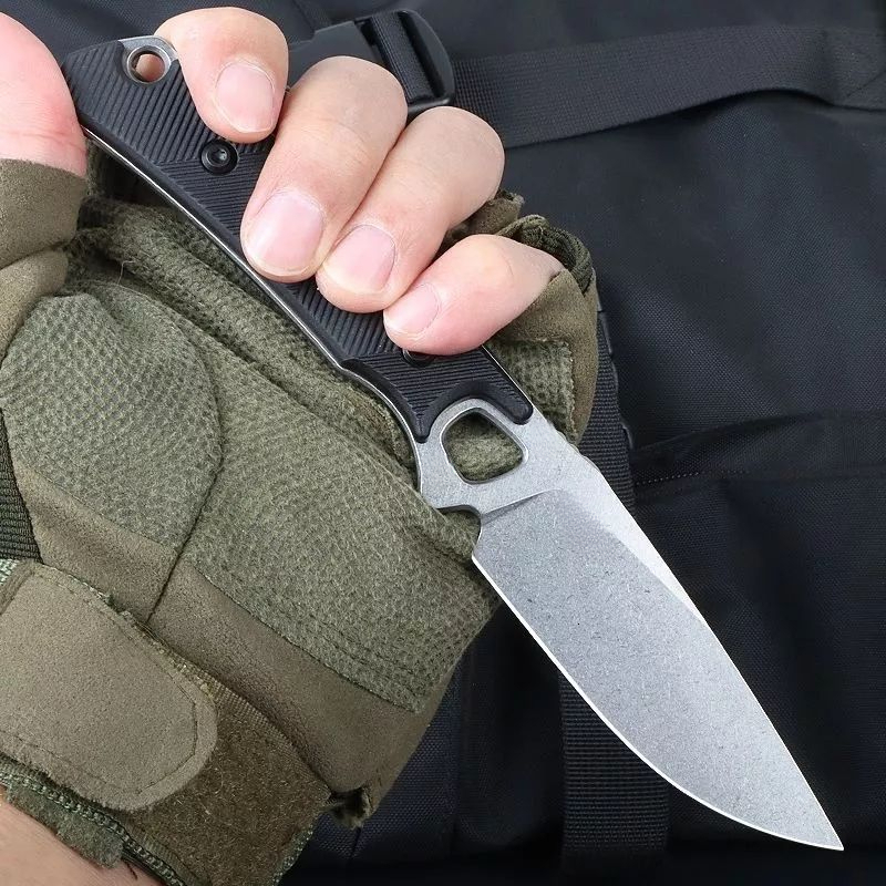 KS 2048 Durable Fixed Blade Knife - 8Cr13Mov Blade - Nylon Fiber Handle - Outdoor Multi-functional Portable Cutting Knife