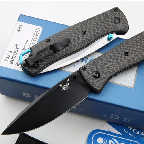 BM 535-3 Folding Knife S90V Blade Carbon Fiber Handles Sharp Field Hunting Knife Survival Tactical Tool with Pocket Clip