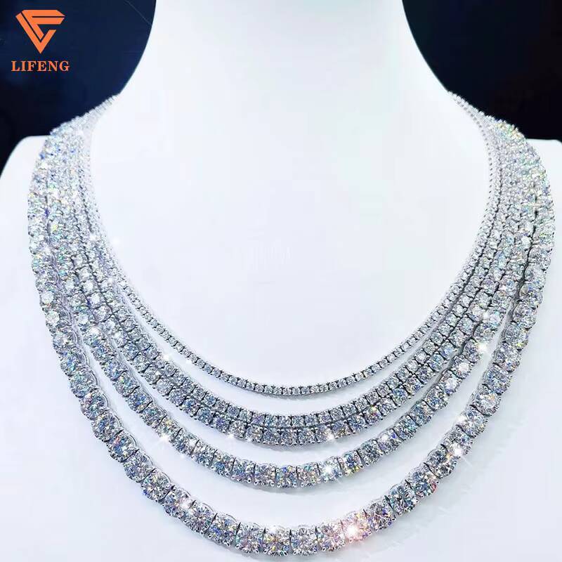 VVS Moissanite Diamond Tennis Chain BraceletNecklace 3mm 4mm 5mm 6mm 925 Sterling Silver Iced Out Tennis Chain Jewelry Charm
