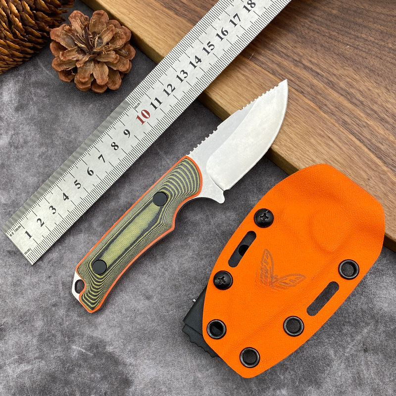 15017 Outdoor Fixed Blade Knife with Holster 8Cr13Mov Blade Sharp Cutting Hunting Knife Defensive Pocket Knife Survival Knife