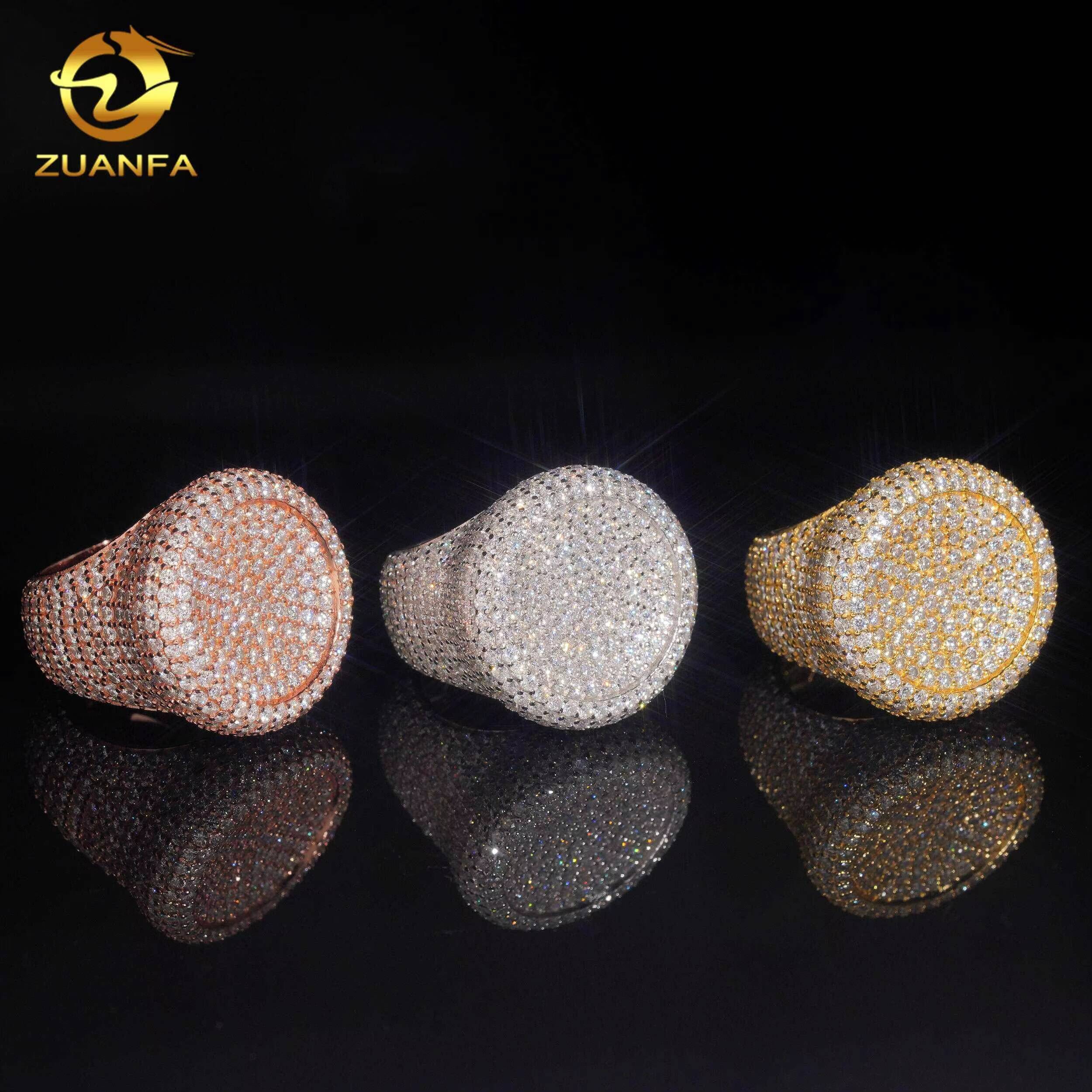 Full Iced Out Bubble Edge Championship Ring GRA 925 Solid Silver Moissanite Ring Iced Out Ring Men Diamond Ring Circle Ring