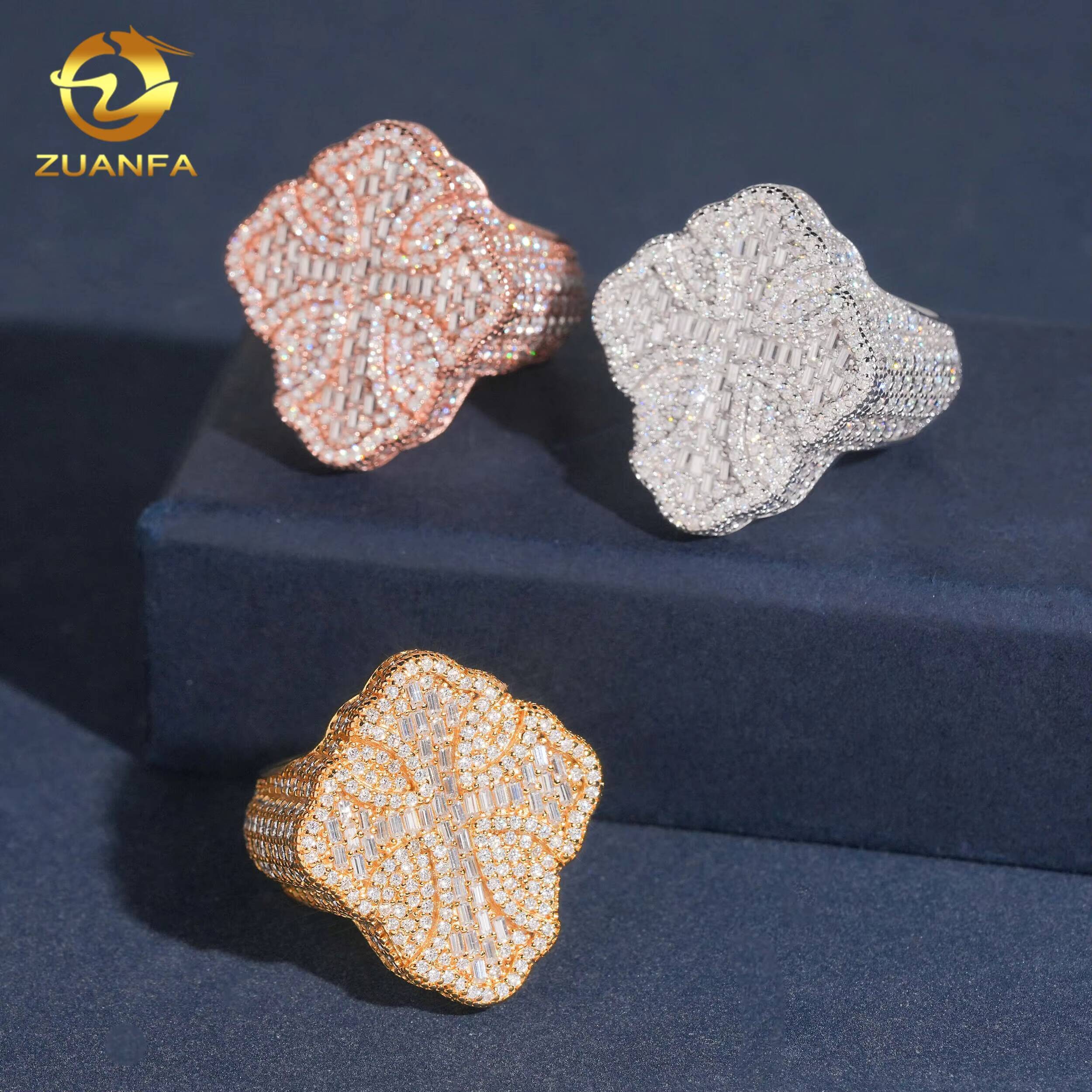 New Design Cross Ring Full Iced Out Championship Ring Baguette Cut Moissanite Ring Iced Out Ring Men Diamond Ring
