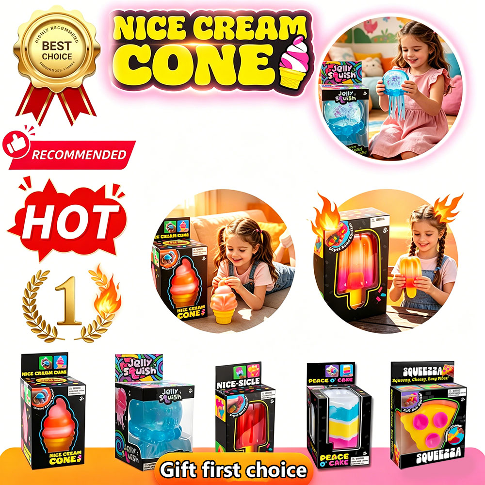 Nee-doh Nice Cream Cone Colorful Ice Cream Shaped Sensory Stress Reliever Fidget Tool for Anxiety & Focus for Adults & Kids BY Sea