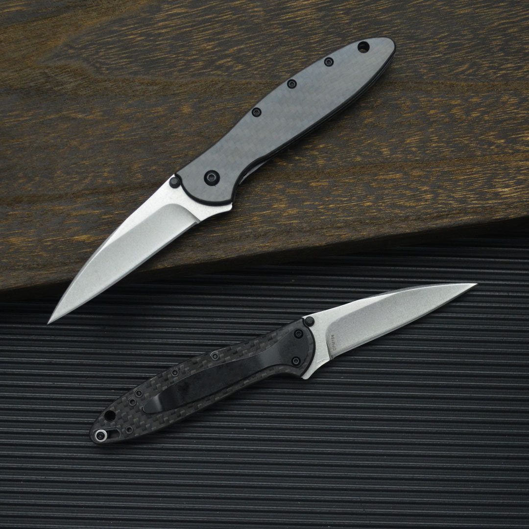 KS 1660 Folding Knife with 8cr13mov Blade Carbon Fiber Handle Outdoor Camping Portable Barbecuing Practical Cutting Knife