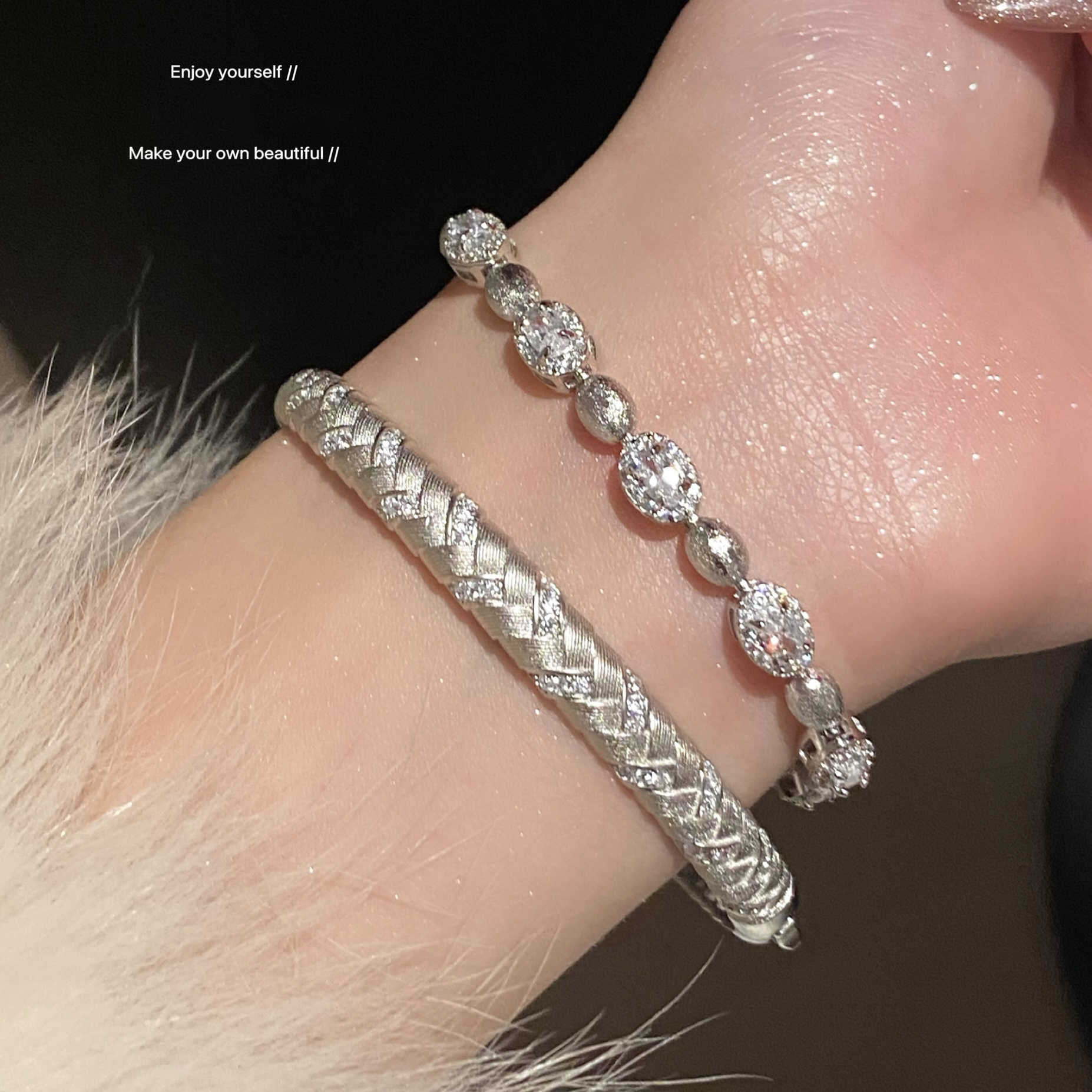 Real gold-plated zircon wheat ear brushed bracelet, light luxury high-end feel, fashionable versatile wrist accessory with a unique design