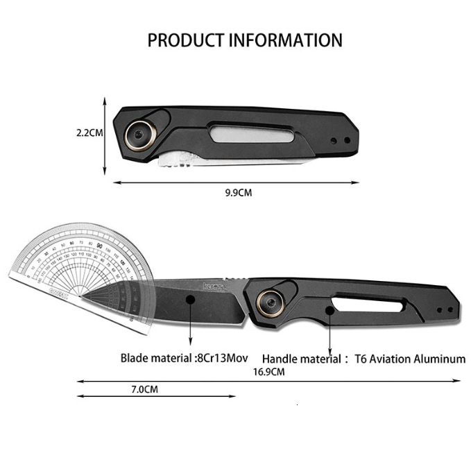 7550 Folding Knife High-Hardness 8Cr13Mov Blade T6 Aviation Aluminum Handle Practical Outdoor Camping Self-Defense EDC Tool