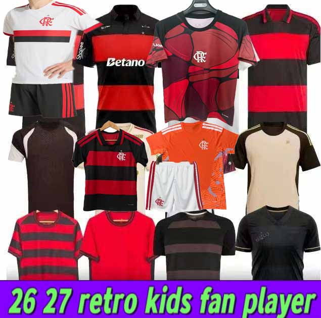 26 27 Flamengo Soccer Jerseys 2026 DE ARRASCAETA E.RIBEIRO GABI B.HENRIQUE DAVID LUIZ DIEGO PEDRO GERSON Player Fans Man football shirt Kids Kit Training shirt
