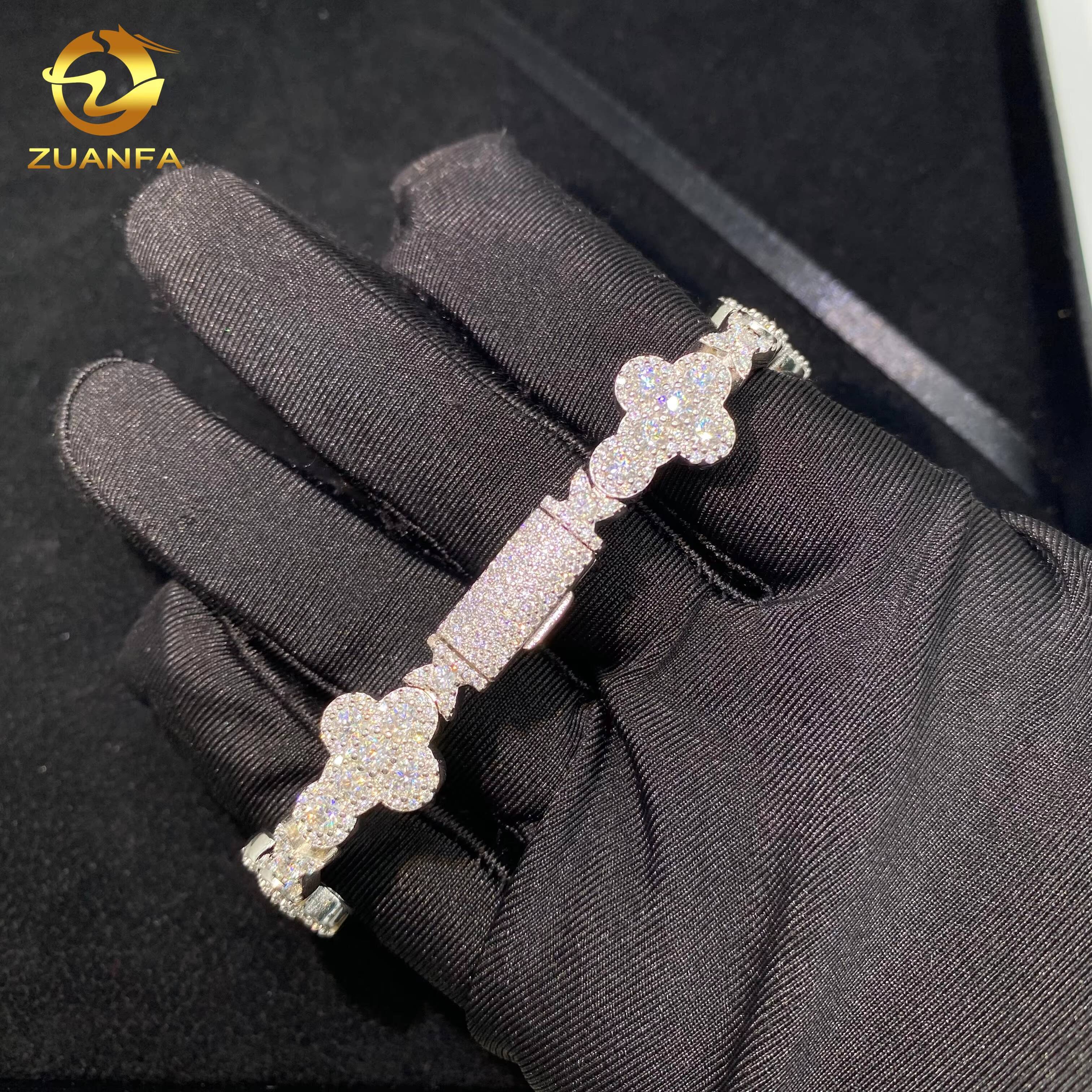 10mm 13mm GRA Certificate Iced Out Custom VVS Moissanite Diamond 925 Silver Hip Hop Jewelry Cross Cuban Link Chain Bracelet