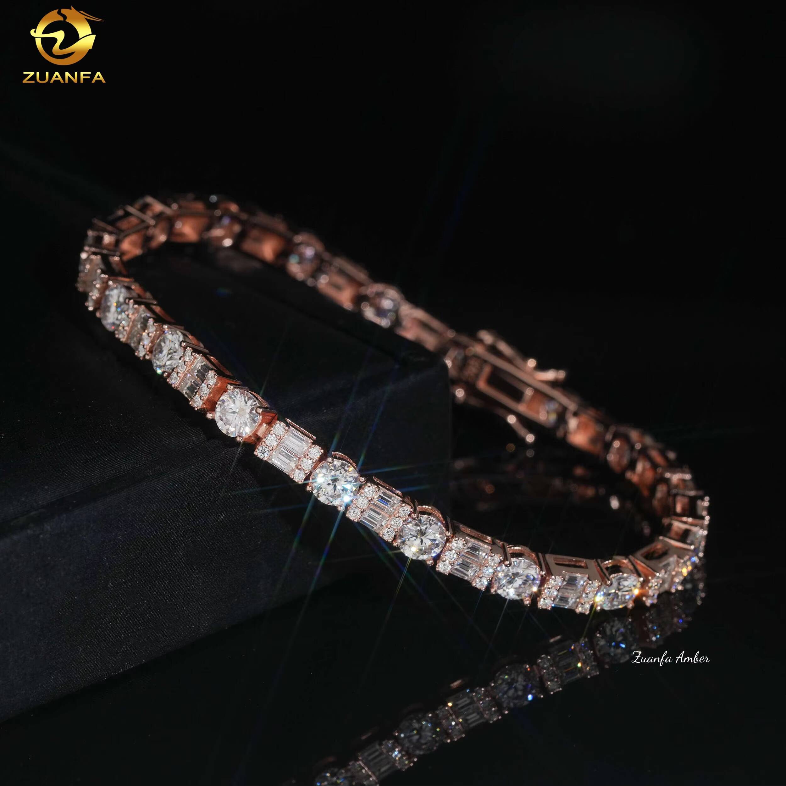 Hip Hop Iced Out S925 Sterling Silver 5MM Bling D-VVS Moissanite Diamond Setting Tennis Bracelet