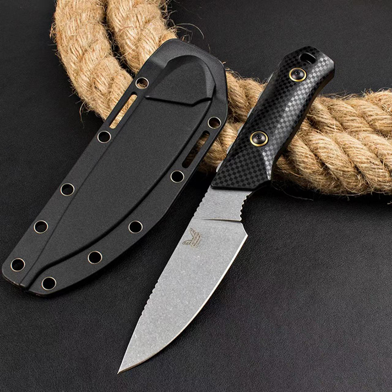 High Hardness BM 15600 Fixed Blade Knife D2 Steel Drop Point Blade Nylon Fiberglass Handle Tactical Self Defense Knife