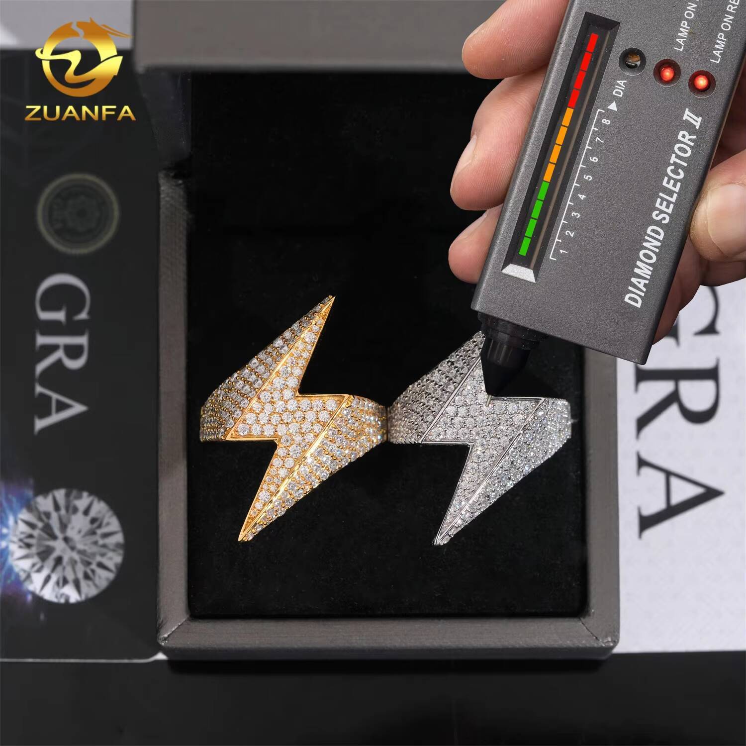 Hip Hop Jewelry 925 Sterling Silver High Quality Lightning Iced Out Men Diamond Moissanite Ring