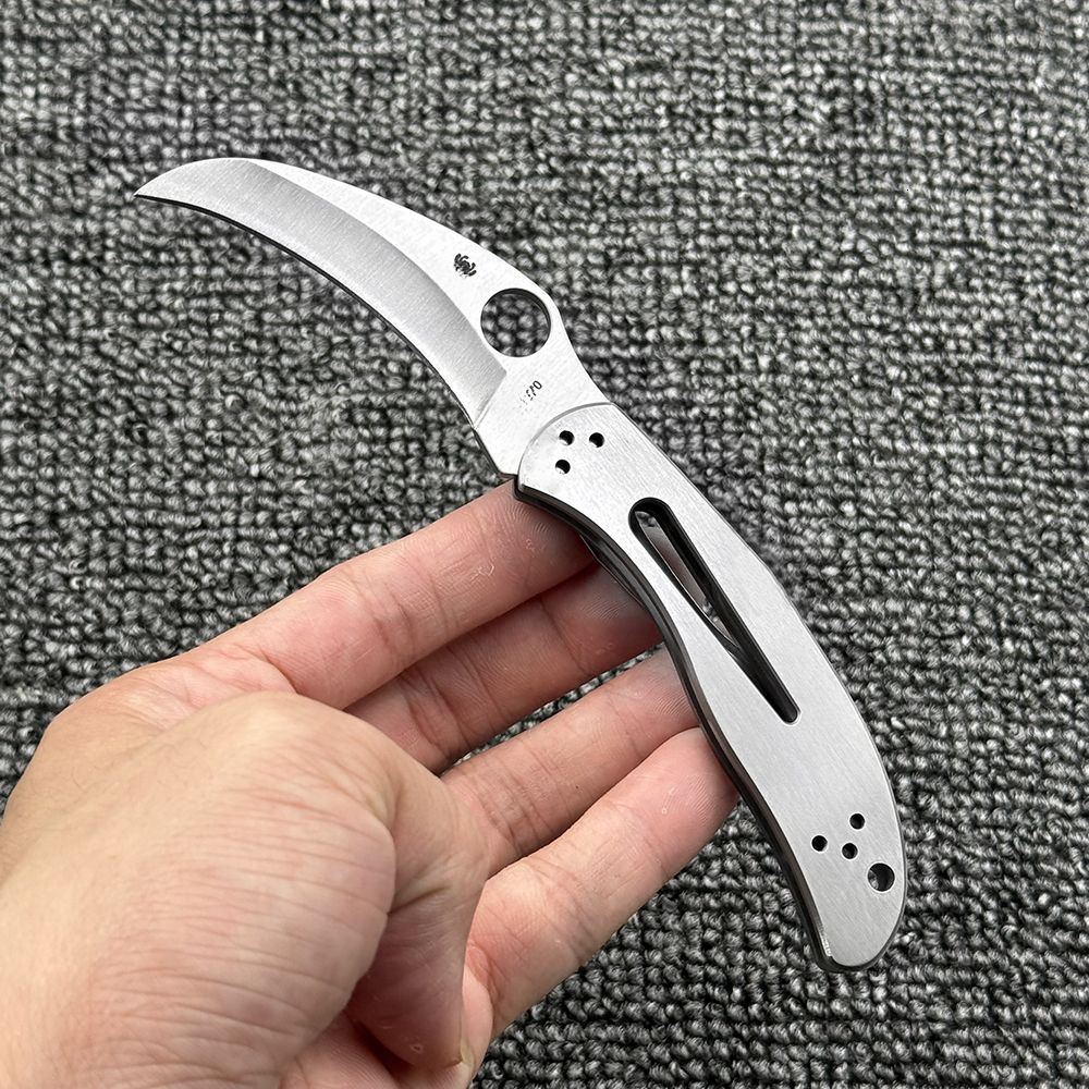 C08 steel handle folding knife, high hardness, outdoor camping wilderness survival multi-functional pocket tool knife