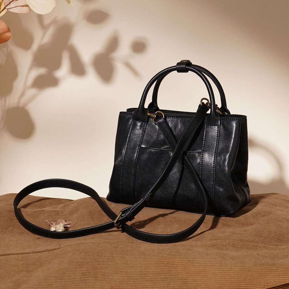 Vegetable Tanned Top Layer Cowhide Handbag Large Capacity Genuine Leather Fashion Casual Versatile Shoulder Crossbody Bag SENYY