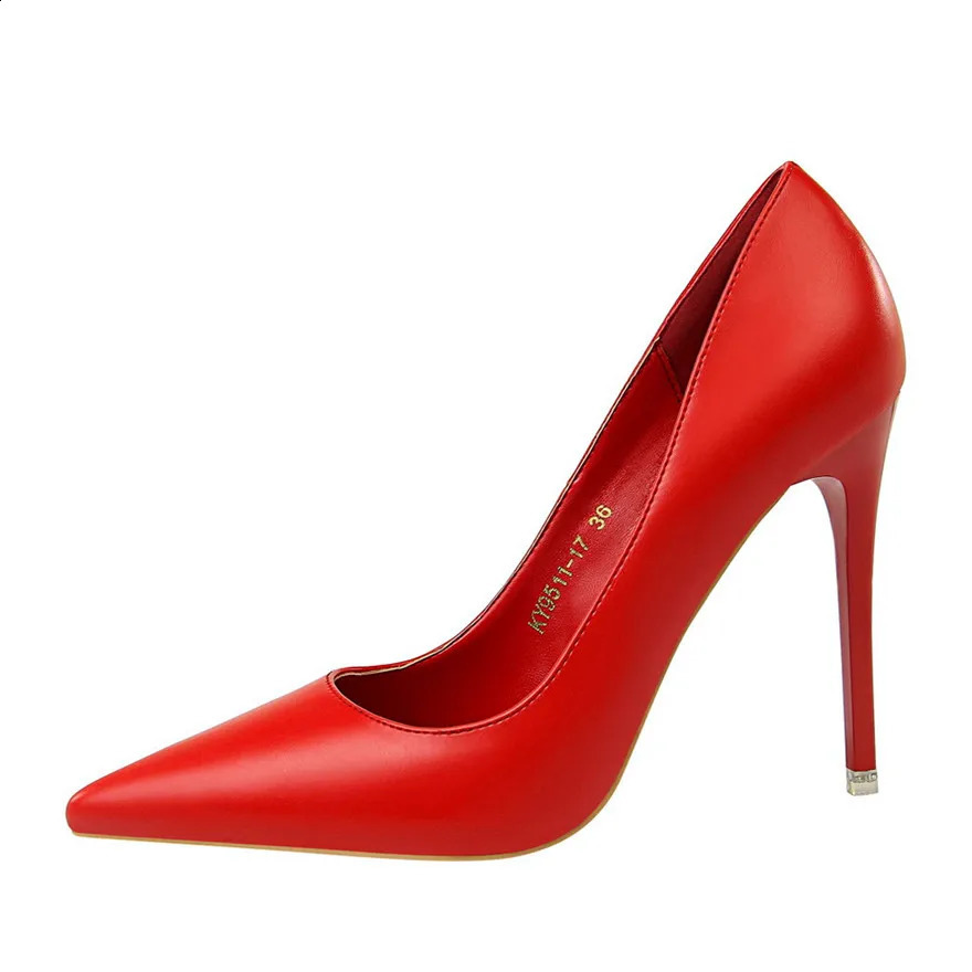 Soft Leather Concise High Heels 75105cm Shoes Fashion Women Pumps Pointed Toe Slip On Candy Colors Office Woman Wedding Shoes 260625 - view 3
