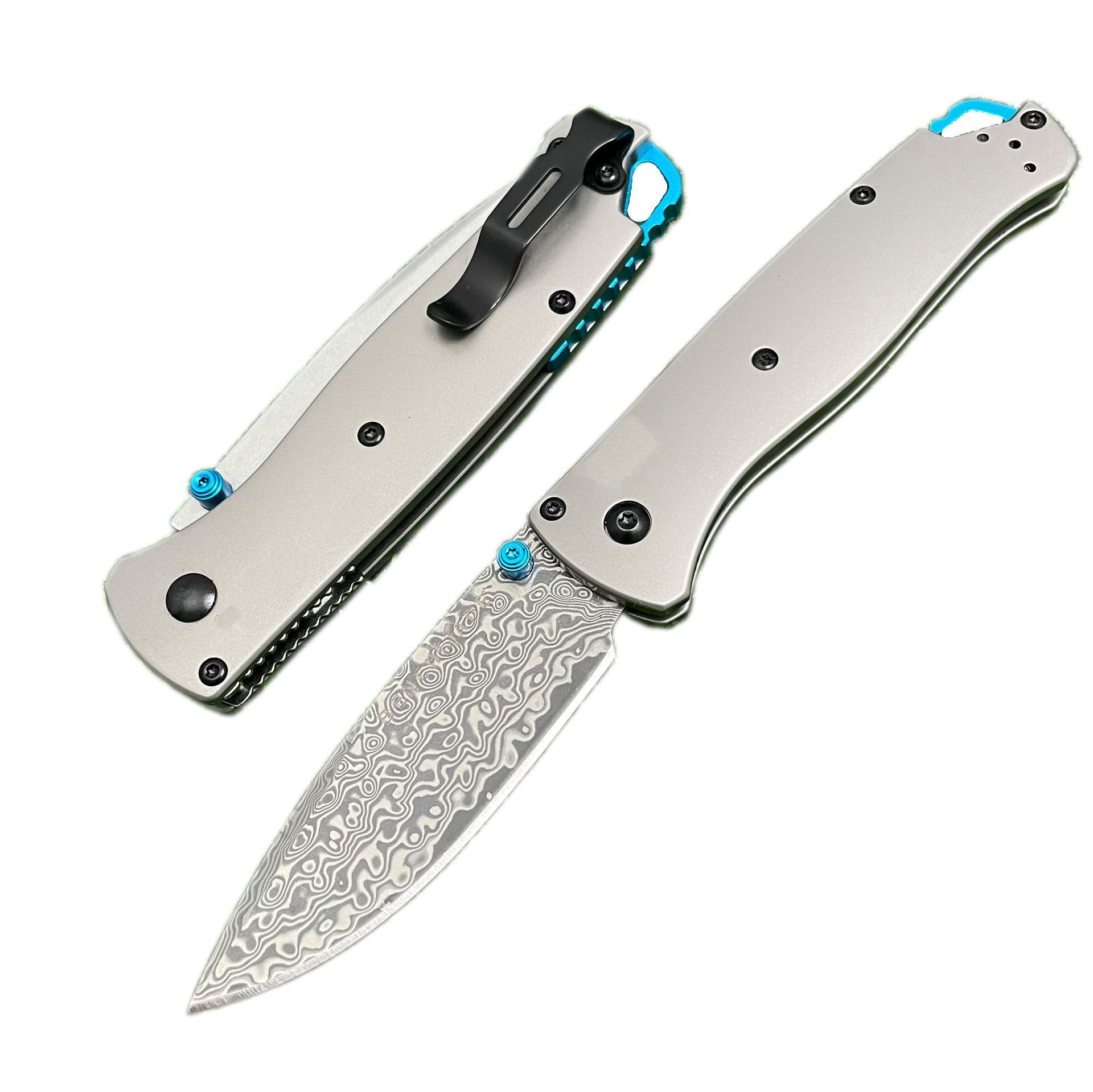 BM Mini 535/533-TI Damascus Titanium alloy Handles Bugout Folding Knife Outdoor camping hunting pocket EDC utility KNIVES