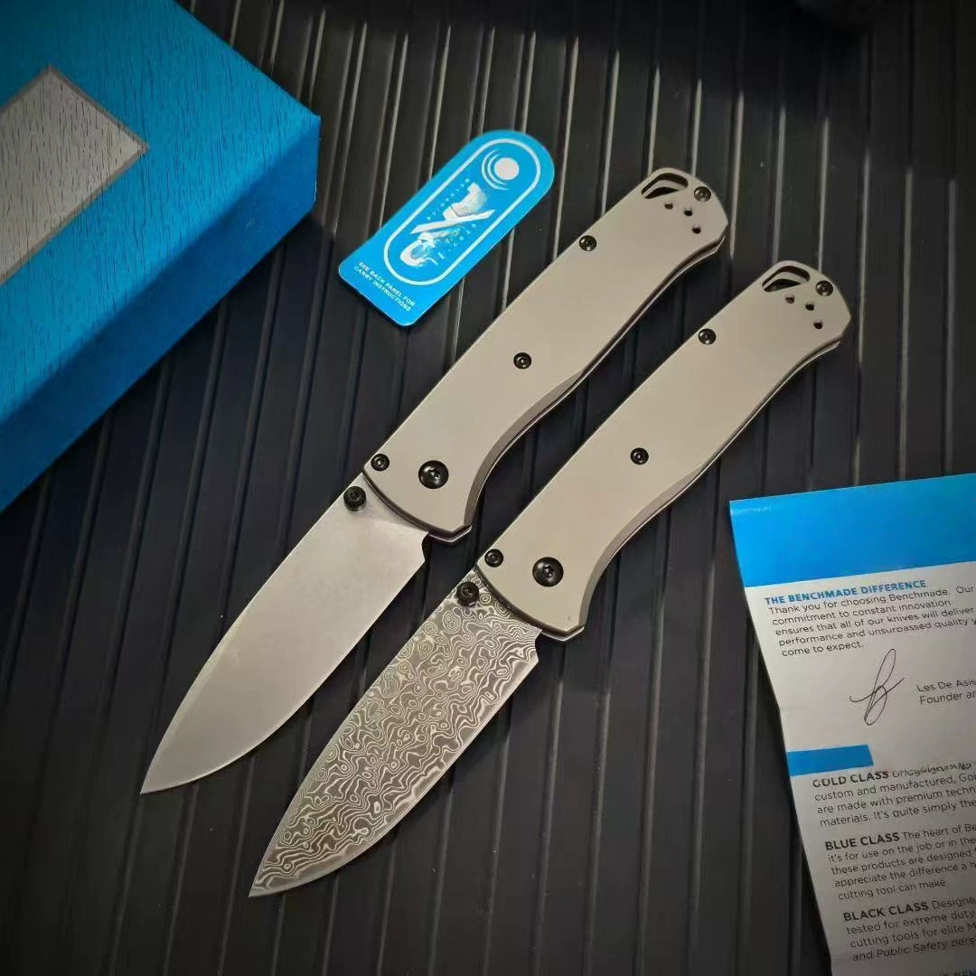 BM Mini 533-TI Damascus Titanium alloy Handles Bugout Folding Knife Outdoor camping hunting pocket EDC utility KNIVES