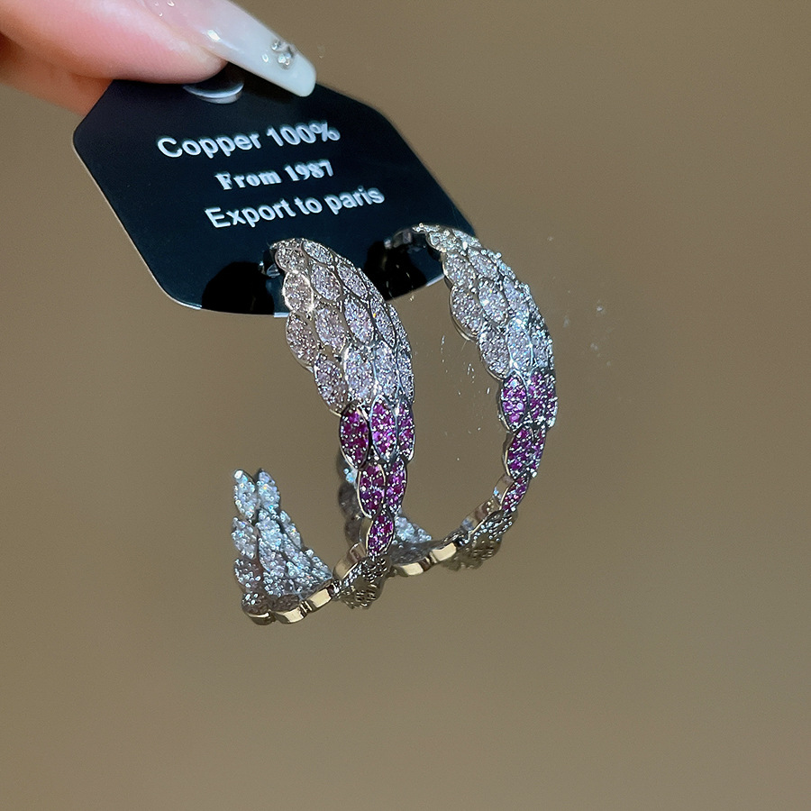 European and American fashion full-diamond niche high-end micro-inlaid zirconia earrings, retro trendy light luxury style silver needle earrings - view 6
