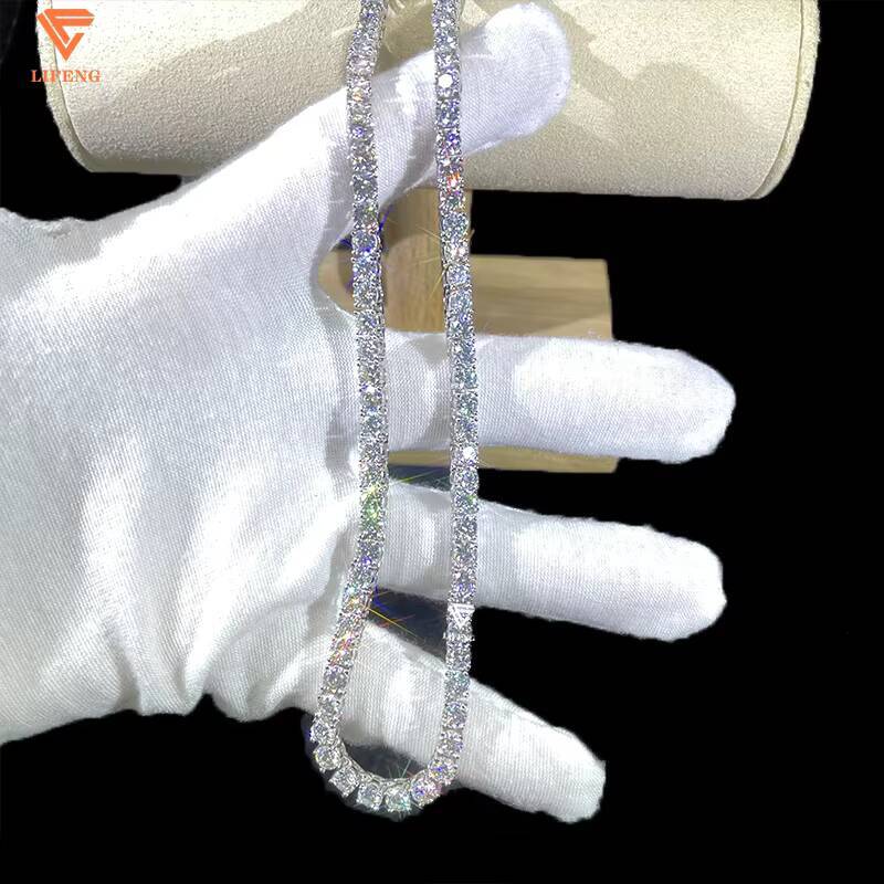 Pass the Diamond Tester 4mm Moissanite Tennis Chain 925 Sterling Silver Iced Out Tennis Bracelet with Gra Women Men