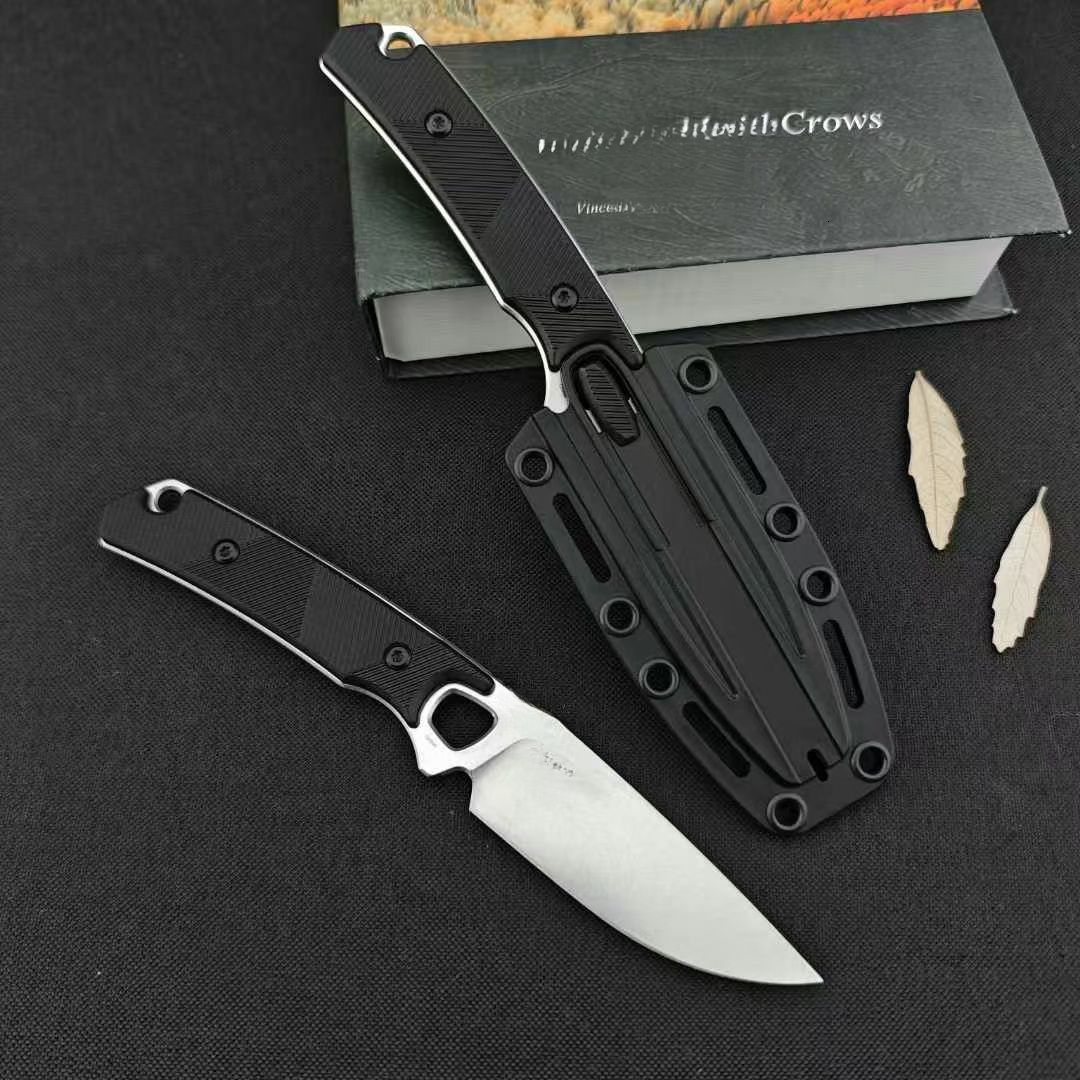 KS 2048 Steppe EDC Fixed Knife 8Cr13Mov Stonewashed Blade Nylon Fiber Handle Portable Tactical Knives Camping Hunting Tool