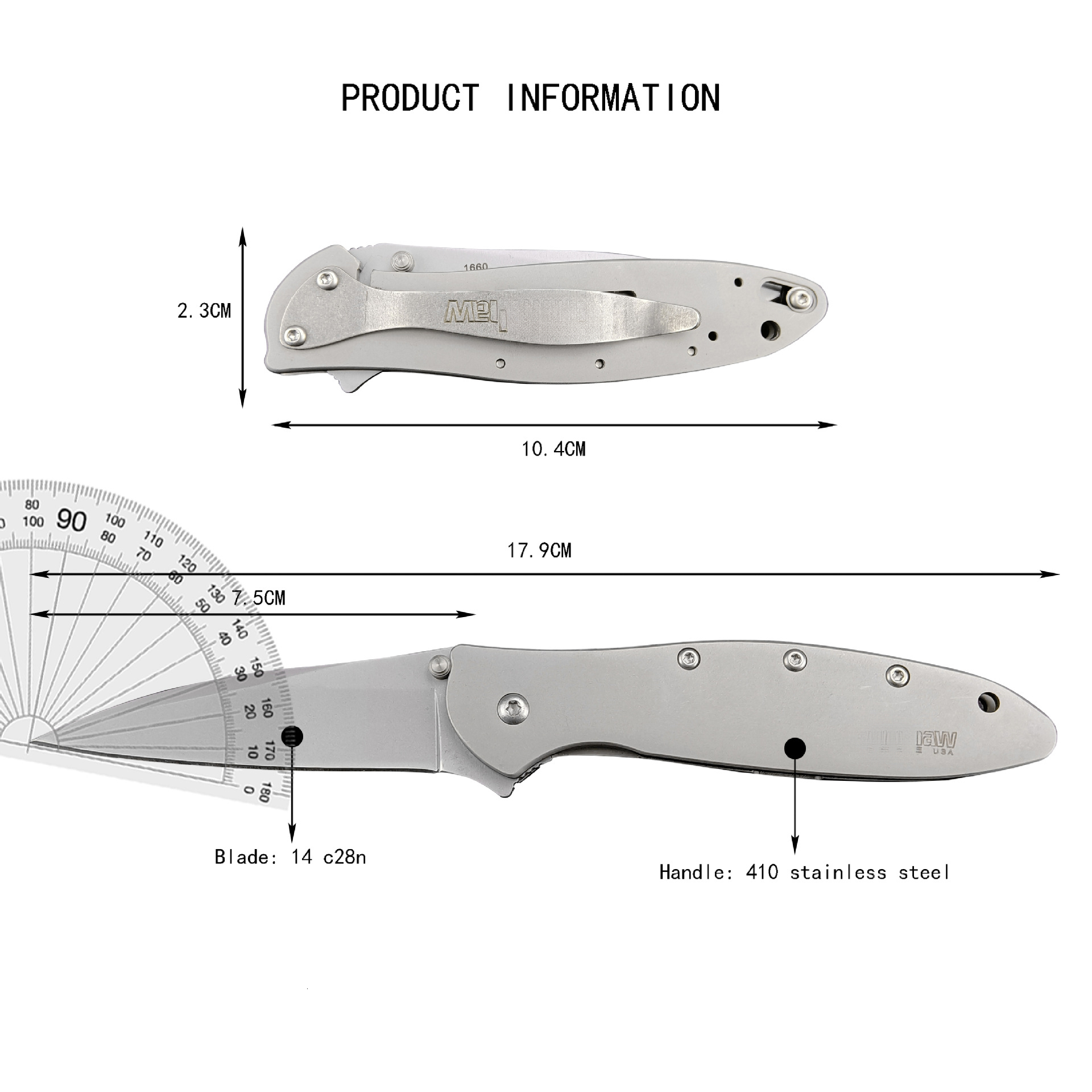 1660 Pocket Knife 14C28N Steel Treated Outdoor Tactical Camping Hiking Survival Knife Hunting Knife Escape Tool Men's Gift
