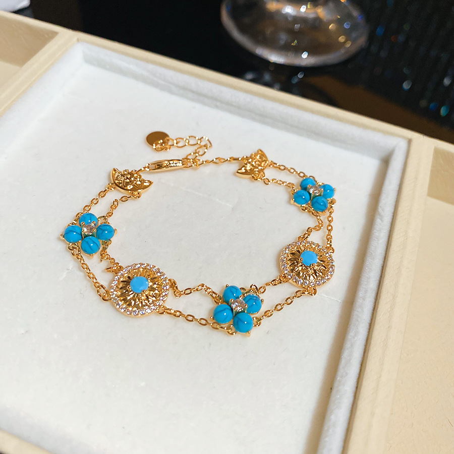 2026 Round Resin Flower Bracelet Ring Set, Elegant and Luxurious, High-end New Chinese Style Gentle Hand Accessory - view 6