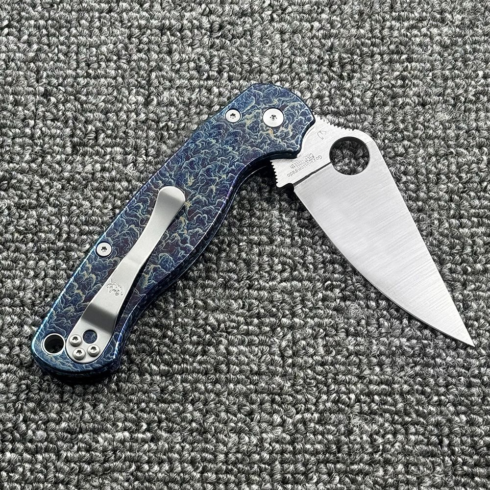 C81 Titanium Alloy Handle Folding Outdoor Camping Wilderness Survival High Hardness Pocket Tool Knife