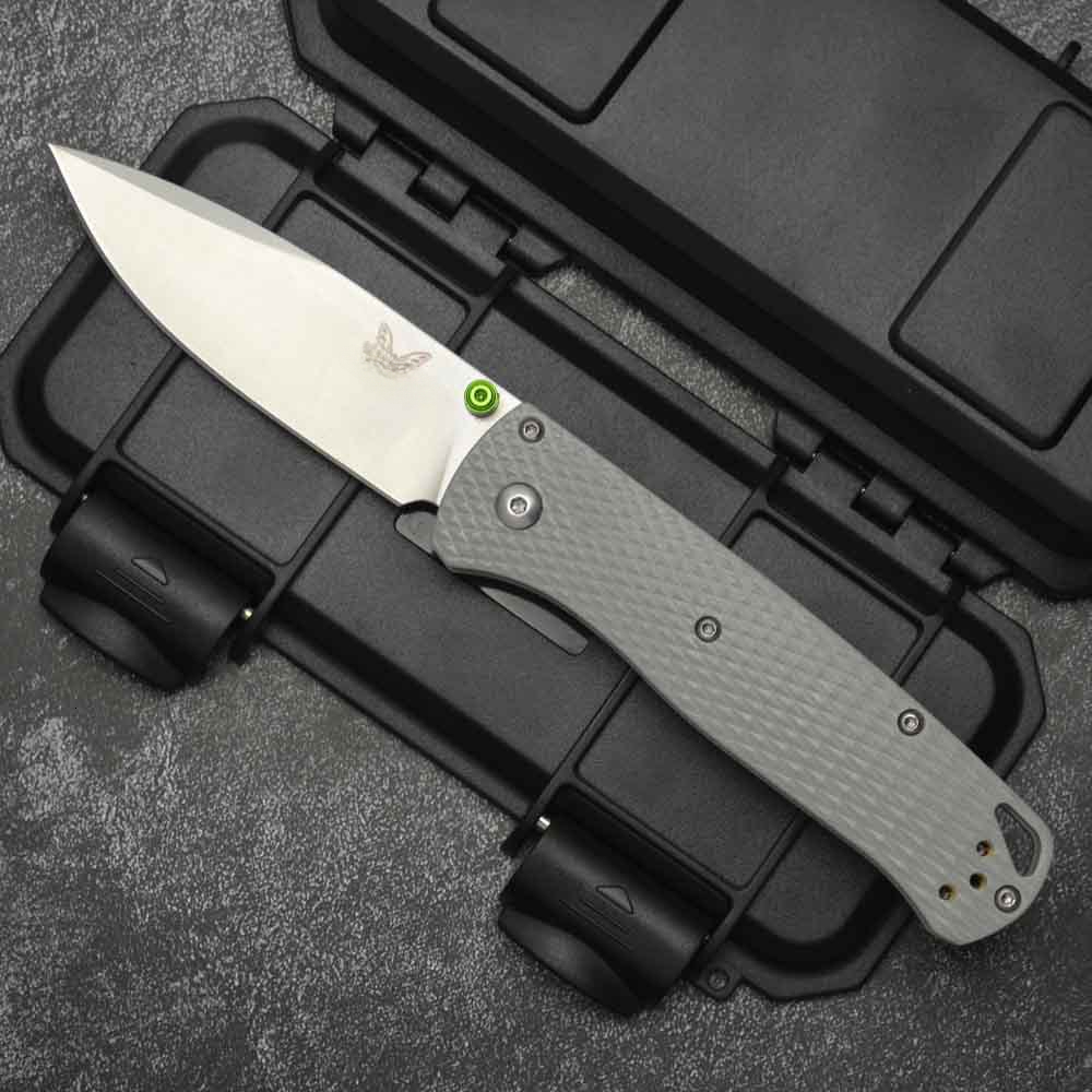 535 Mini Camping Folding Knife, D2 Steel Blade, G10 Textured Handle, Fruit Knife with Pocket Clip, Outdoor Hiking Hunting EDC Tool