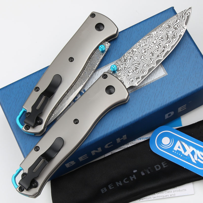 BM 533/535 Folding Knife Damascus Steel Blade Handles Sharp Field Hunting Knife Survival Tactical Tool with Pocket Clip