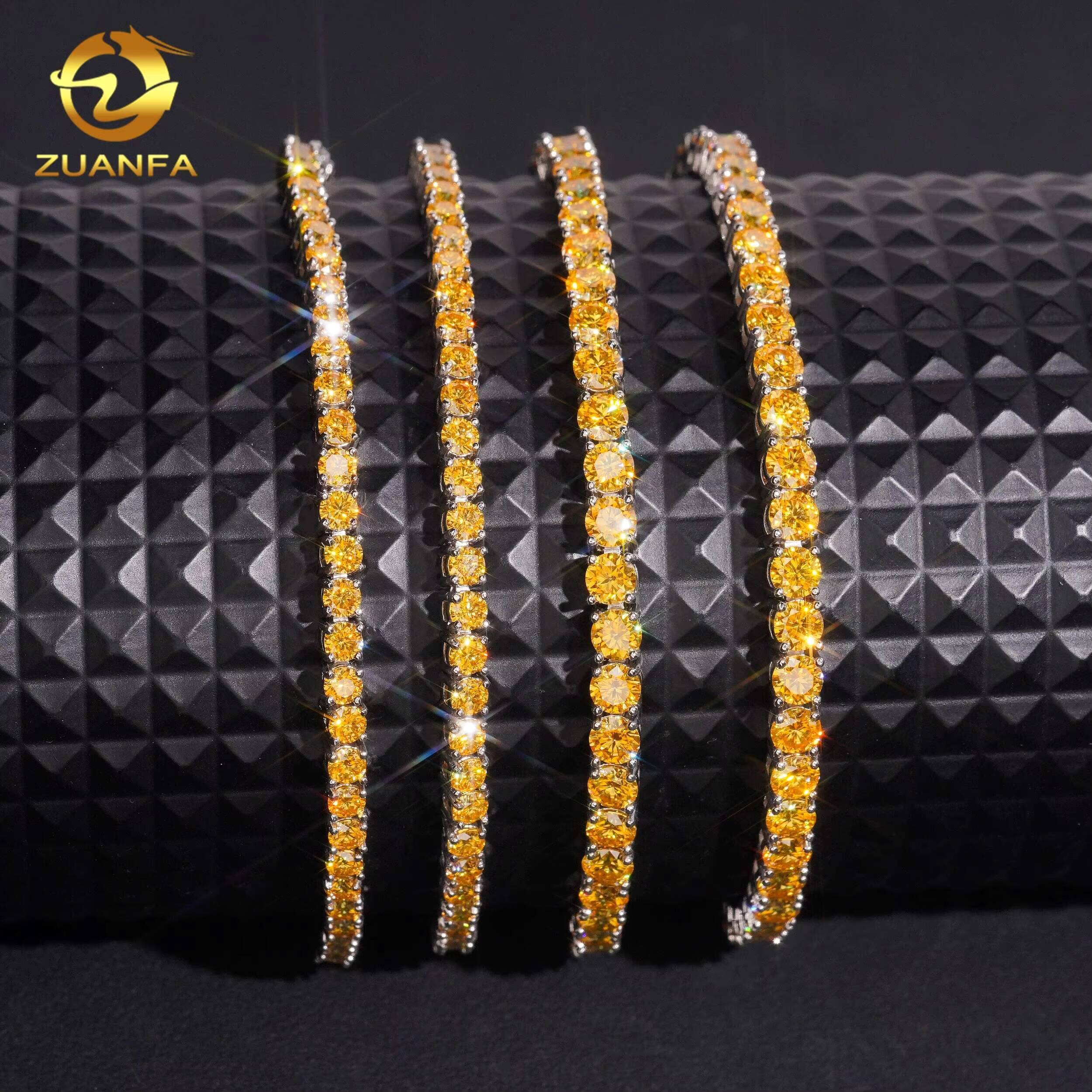 Hot Sale Bracelet Moissanite Pass Diamond Tester 925 Sterling Silver Gold Plated 3mm Yellow Moissanite Tennis Bracelet Jewelry