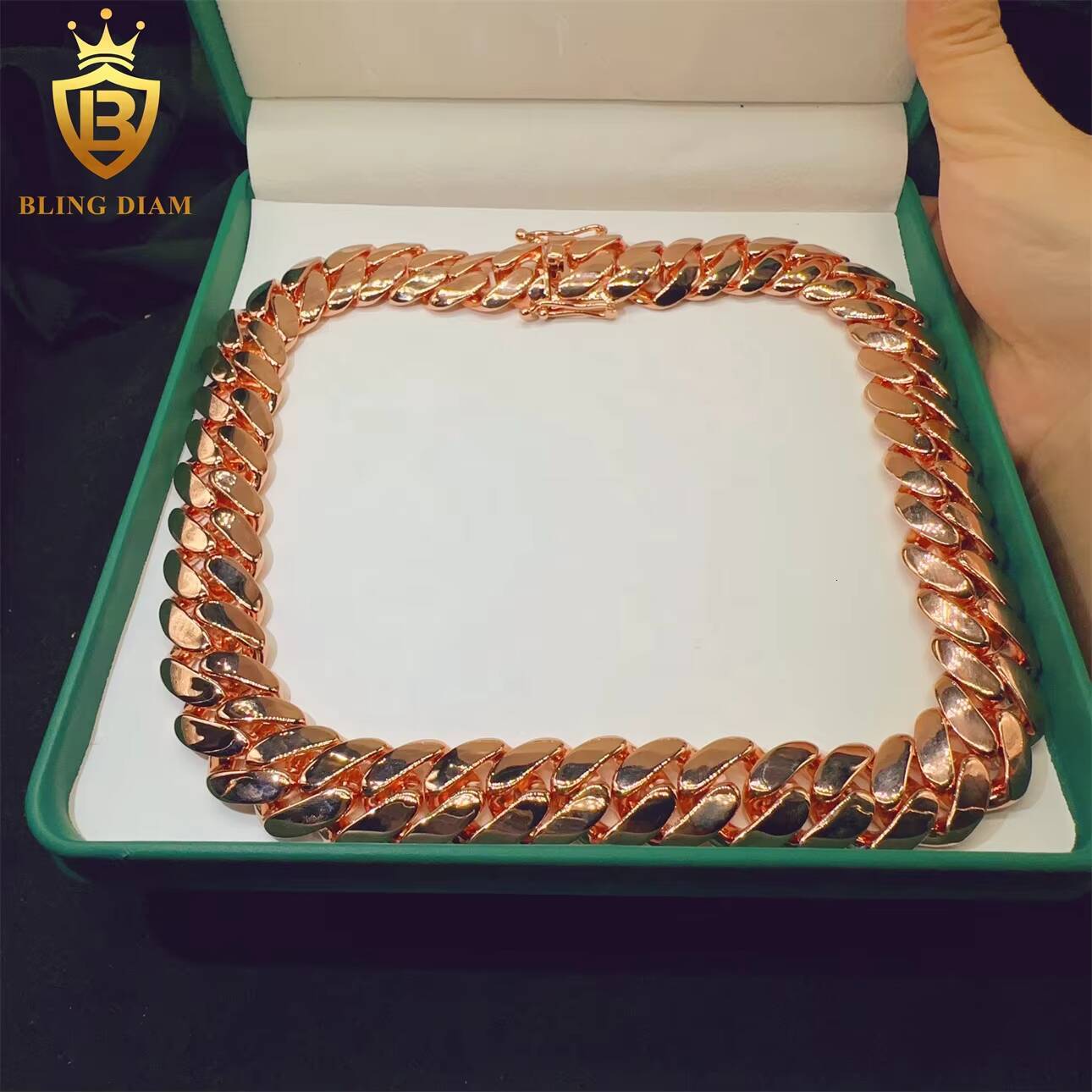 Fashion Hip Hop Fine Jewelry Iced Miami Cuban Link Chain Bracelet Sterling Silver 925 Necklace