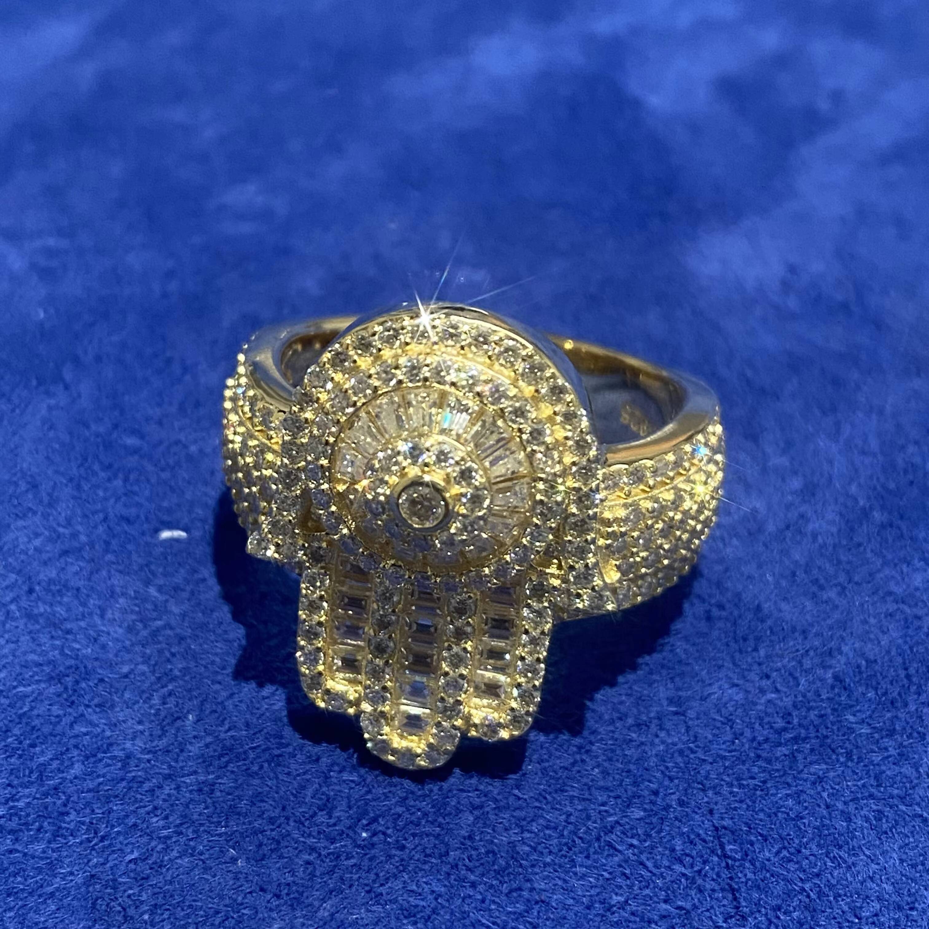 Hand Out RIng With Vvs Moissanite Diamond 925 Silver HipHop Jewelry Mens Rings