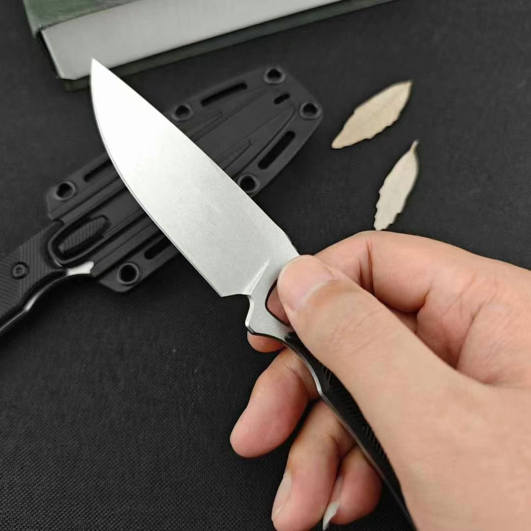 KS 2048 Steppe EDC Fixed Knife 8Cr13Mov Stonewashed Blade Nylon Fiber Handle Portable Tactical Knives Camping Hunting Tool